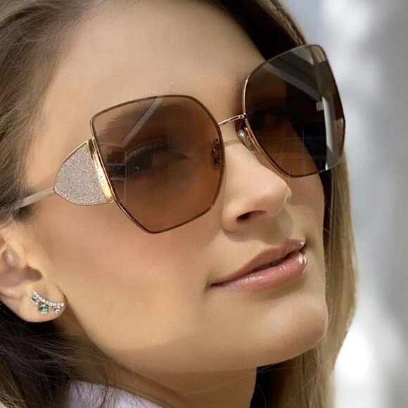 Jimmy Choo Women Gold Mud Brown Butterfly BRAND NEW SUnglasses RIVER/S 0763 - Picture 4 of 11